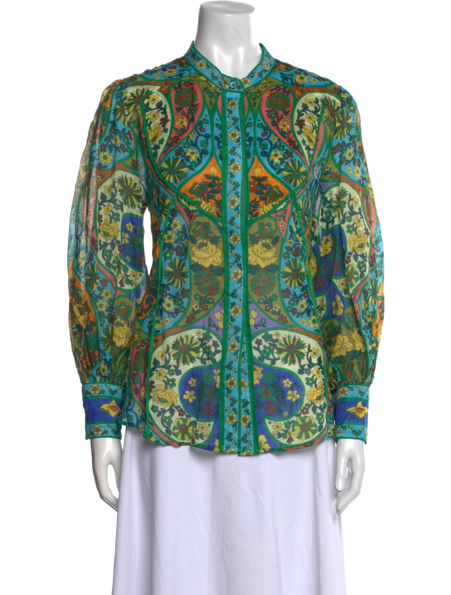 ALÉMAIS Printed Mock Neck Blouse