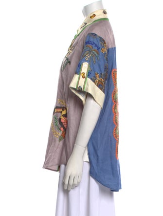 ALÉMAIS Linen Printed Button-Up Top