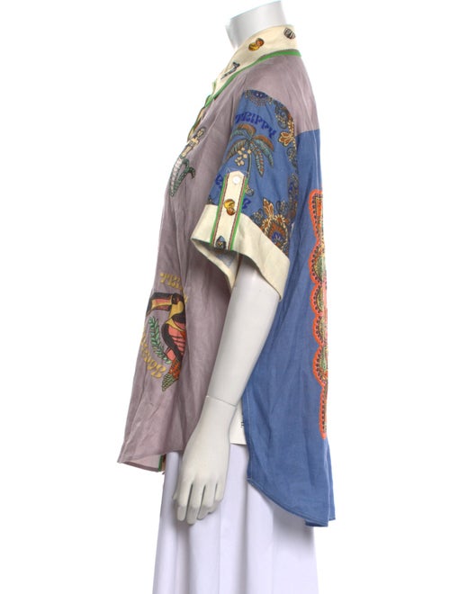 ALÉMAIS Linen Printed Button-Up Top