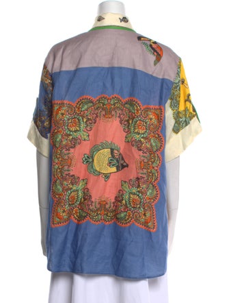 ALÉMAIS Linen Printed Button-Up Top