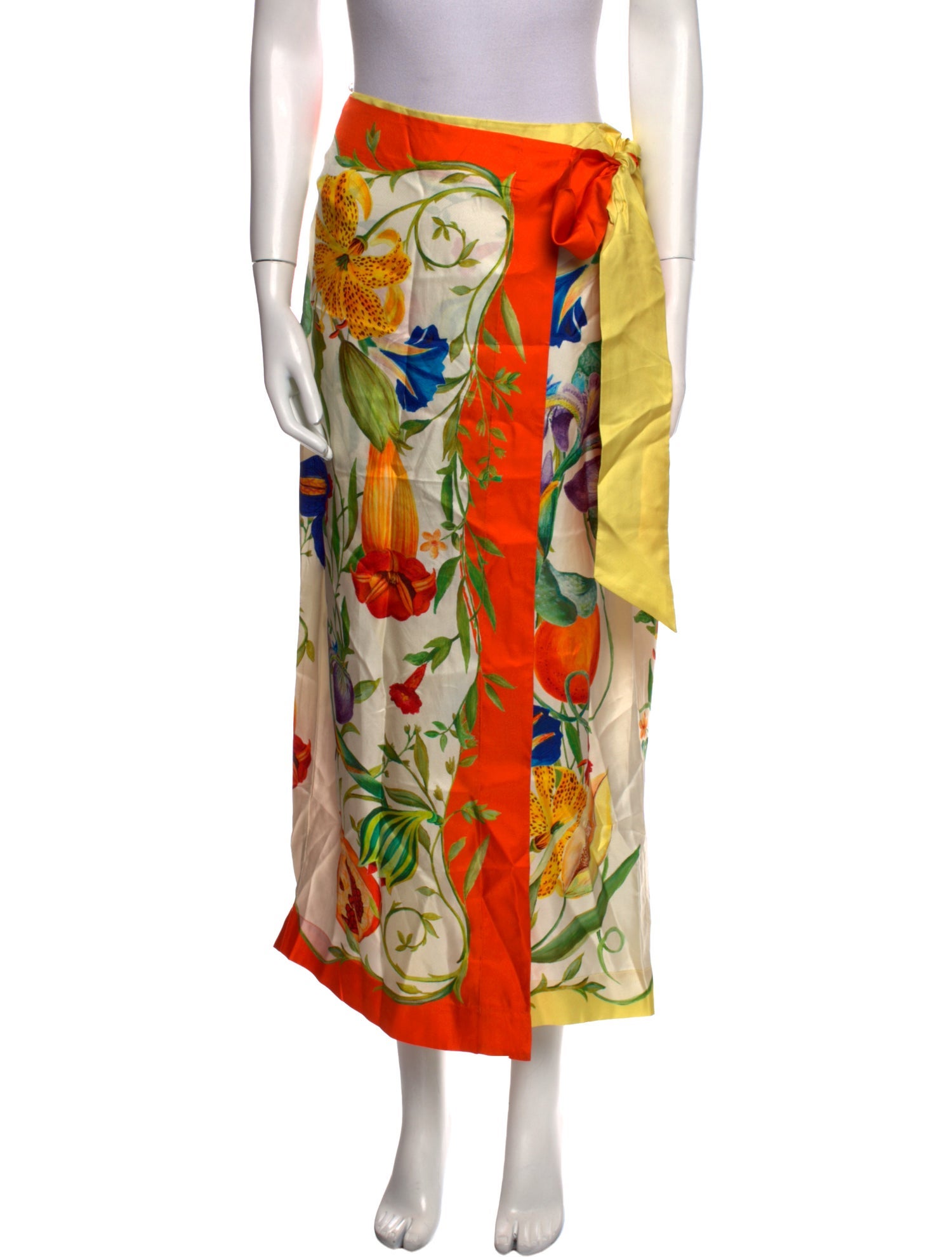 ALÉMAIS Silk Midi Length Skirt