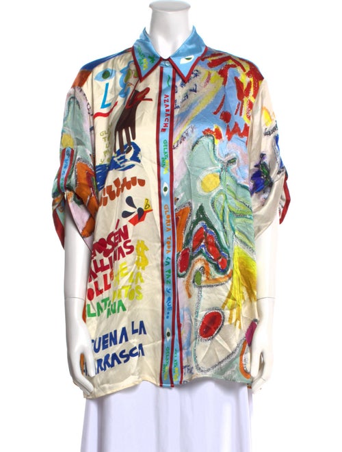 ALÉMAIS Silk Printed Button-Up Top