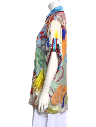 ALÉMAIS Silk Printed Button-Up Top