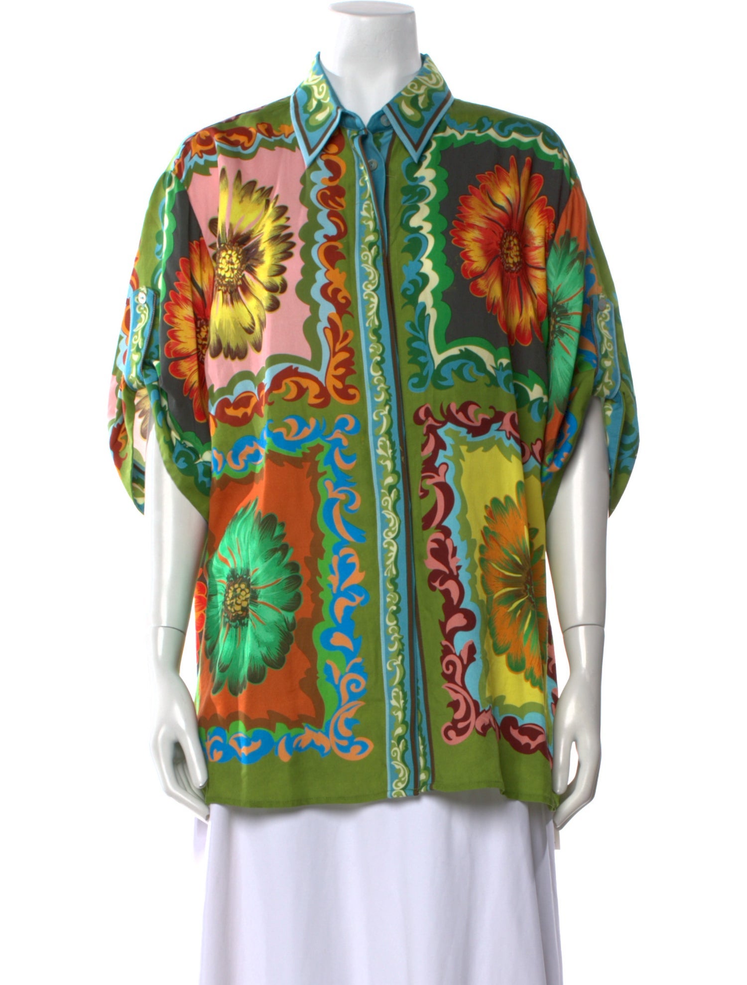 ALÉMAIS Printed Short Sleeve Button-Up Top