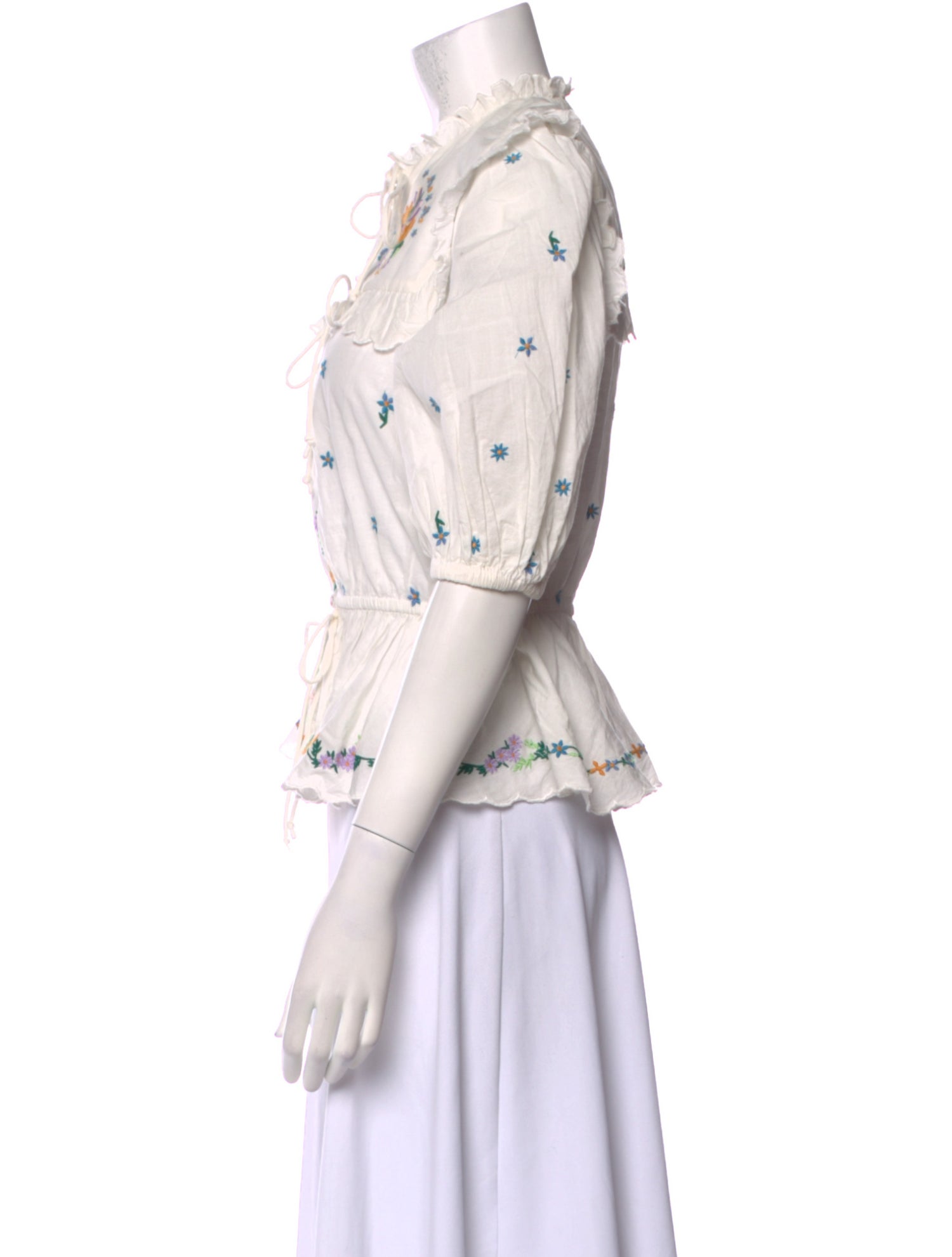 ALÉMAIS Printed Tie Neck Top