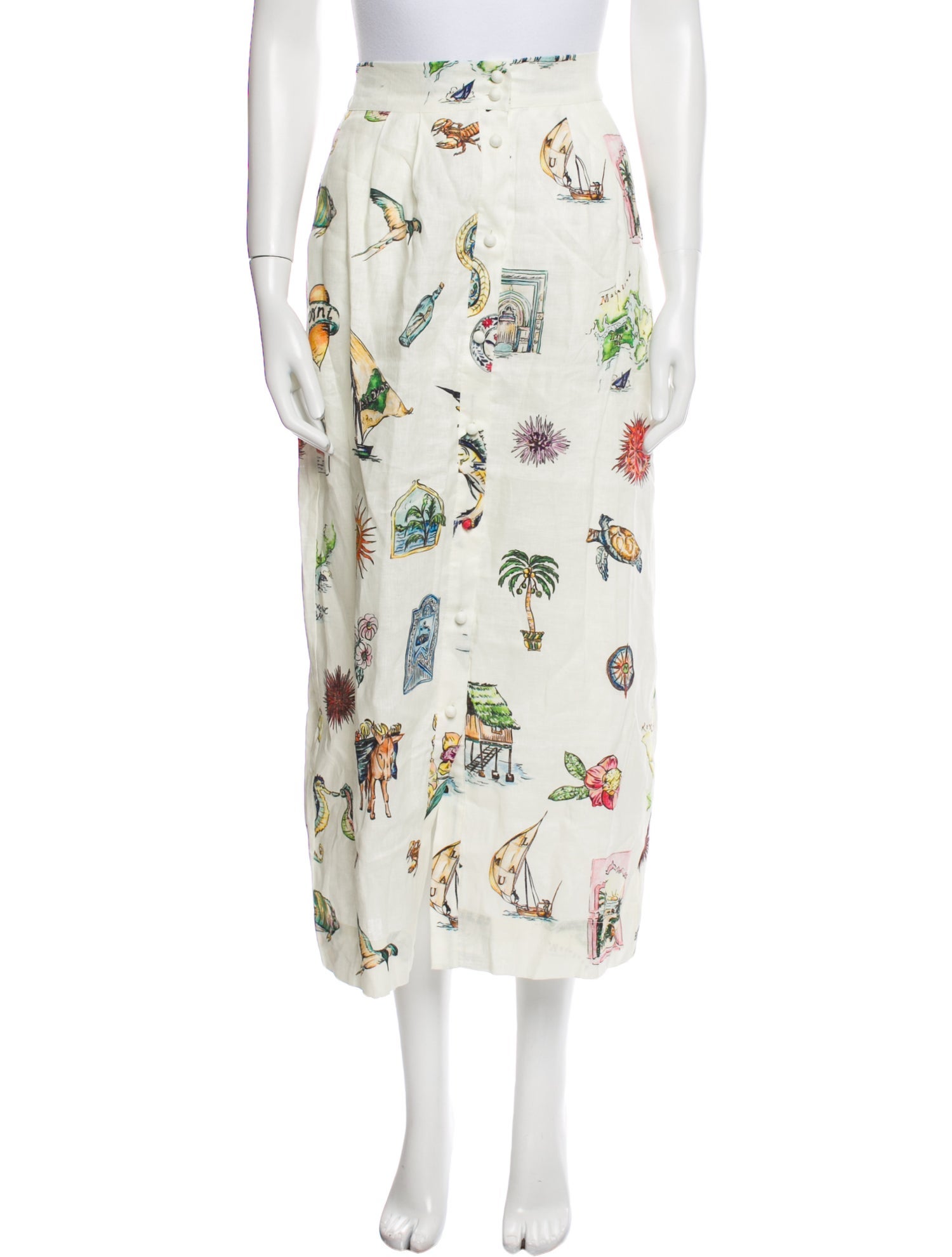 ALÉMAIS Linen Midi Length Skirt