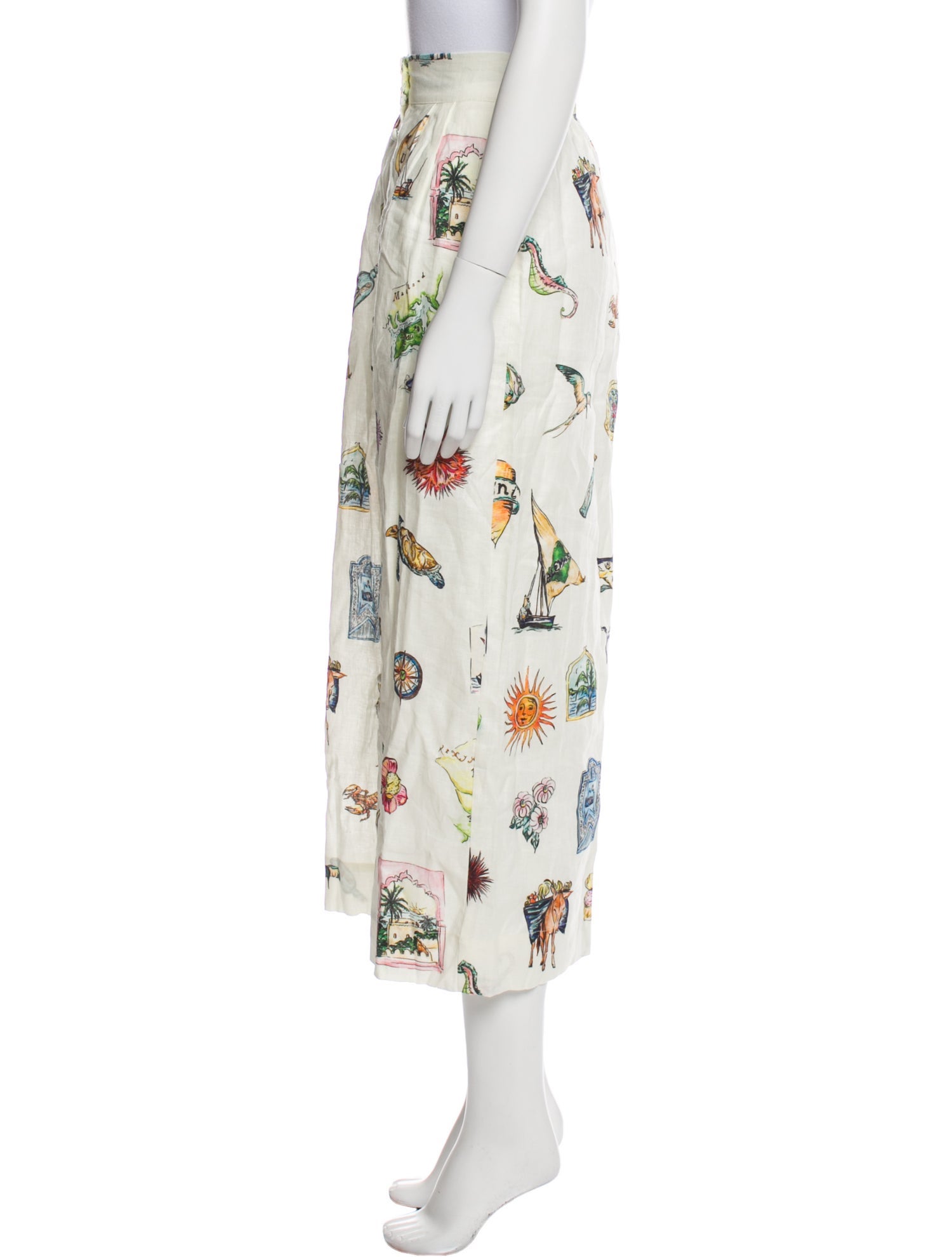 ALÉMAIS Linen Midi Length Skirt