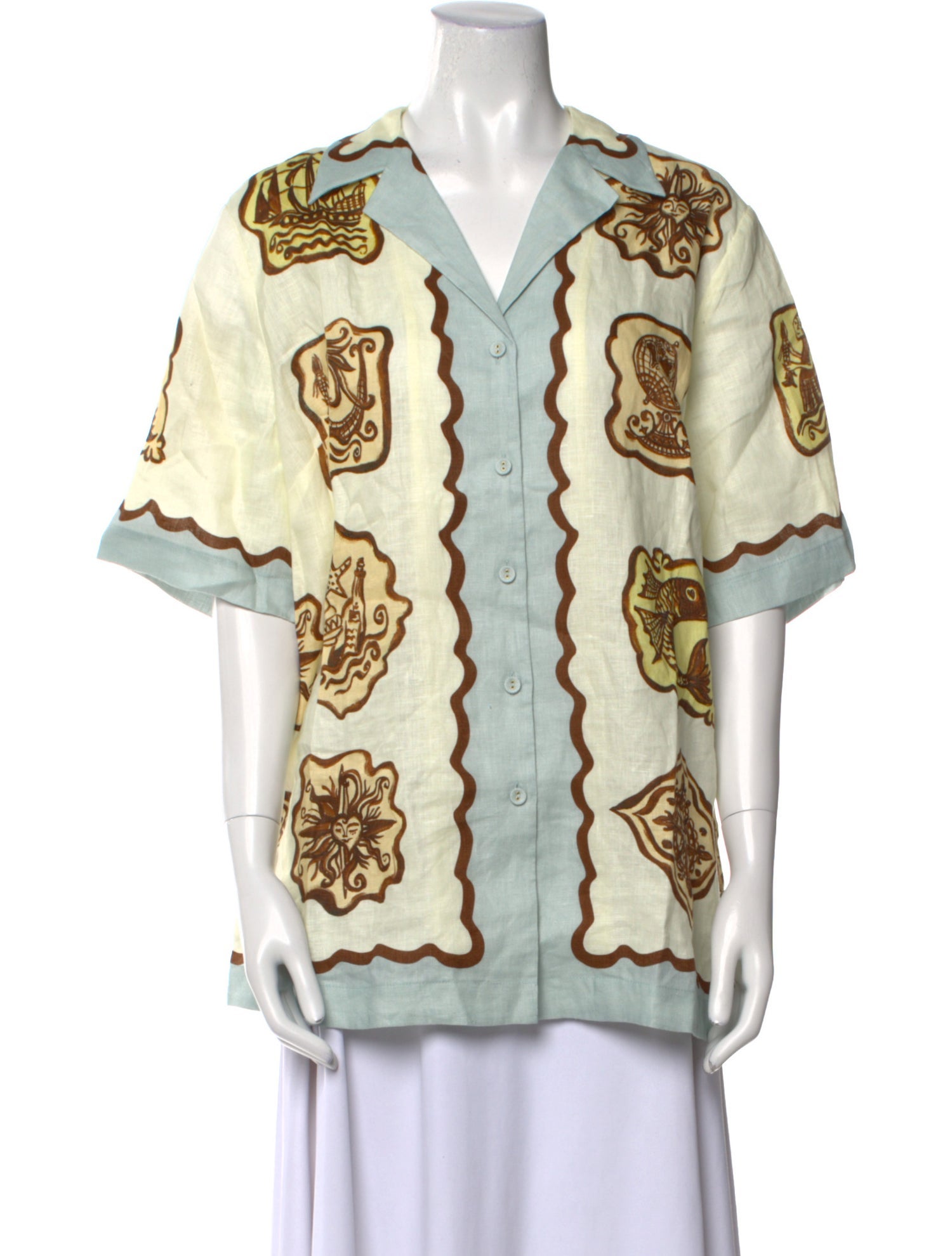 ALÉMAIS Printed V-Neck Tunic w/ Tags