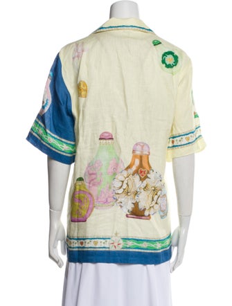 ALÉMAIS Printed Short Sleeve Button-Up Top