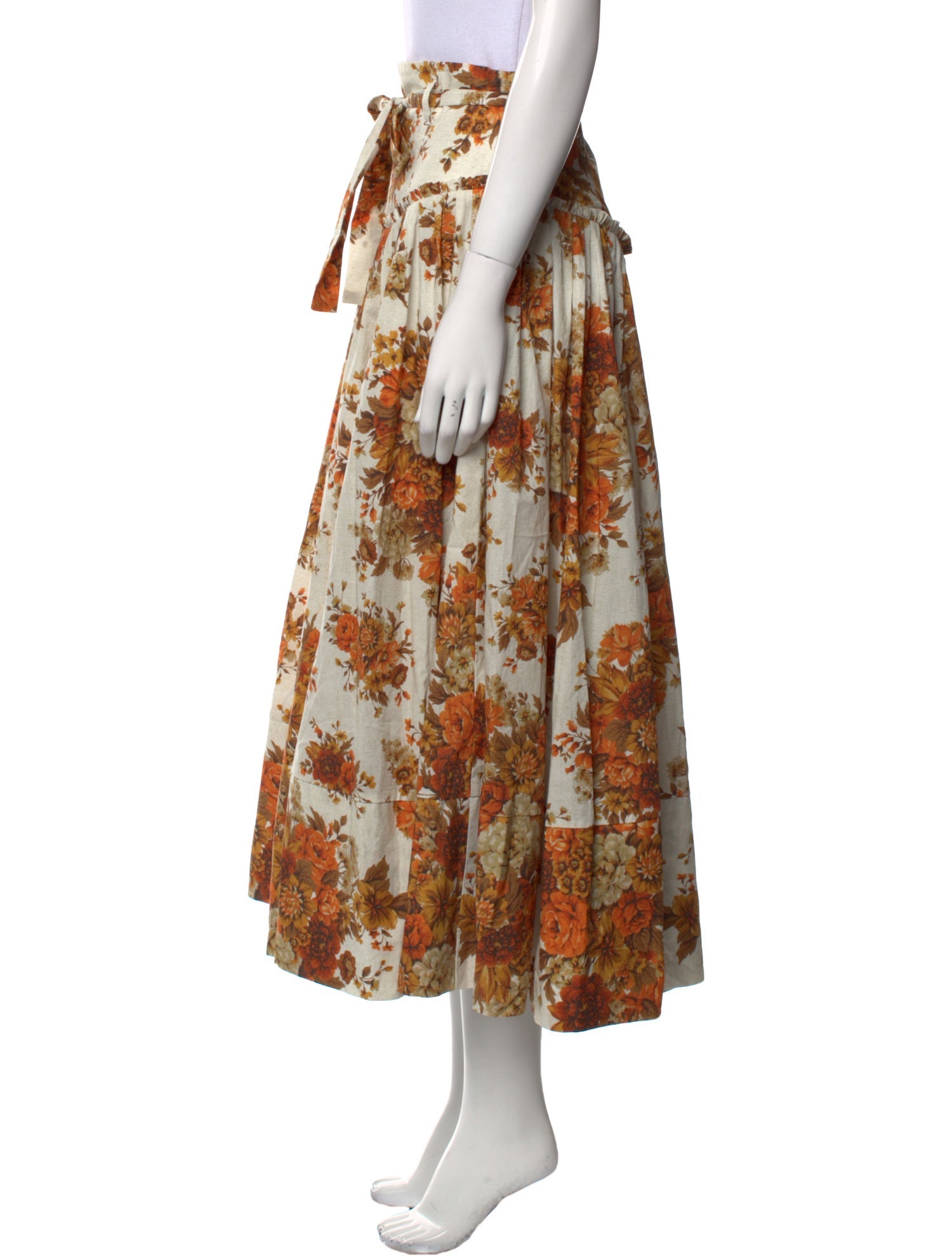 ALÉMAIS Floral Print Midi Length Skirt