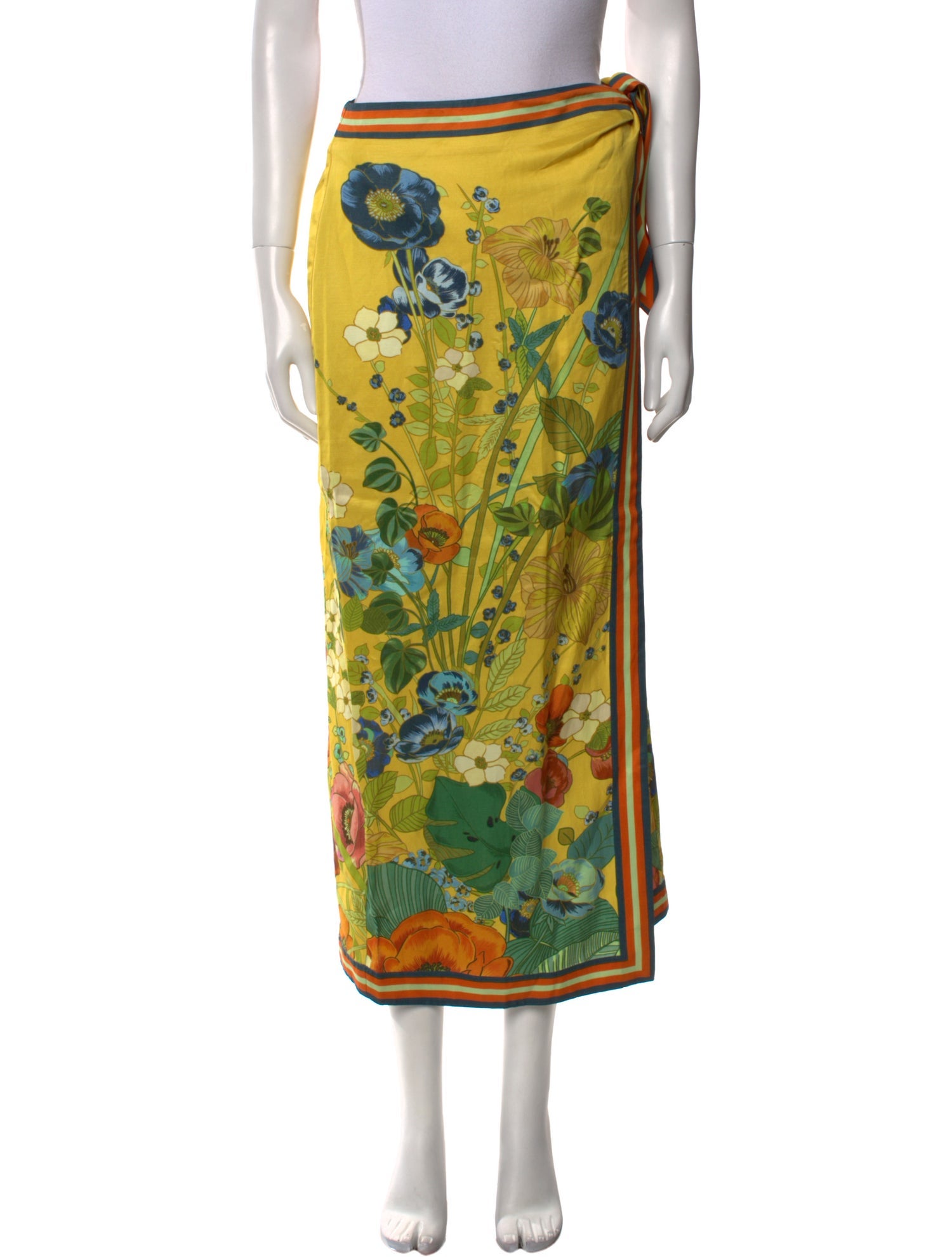 ALÉMAIS Floral Print Midi Length Skirt