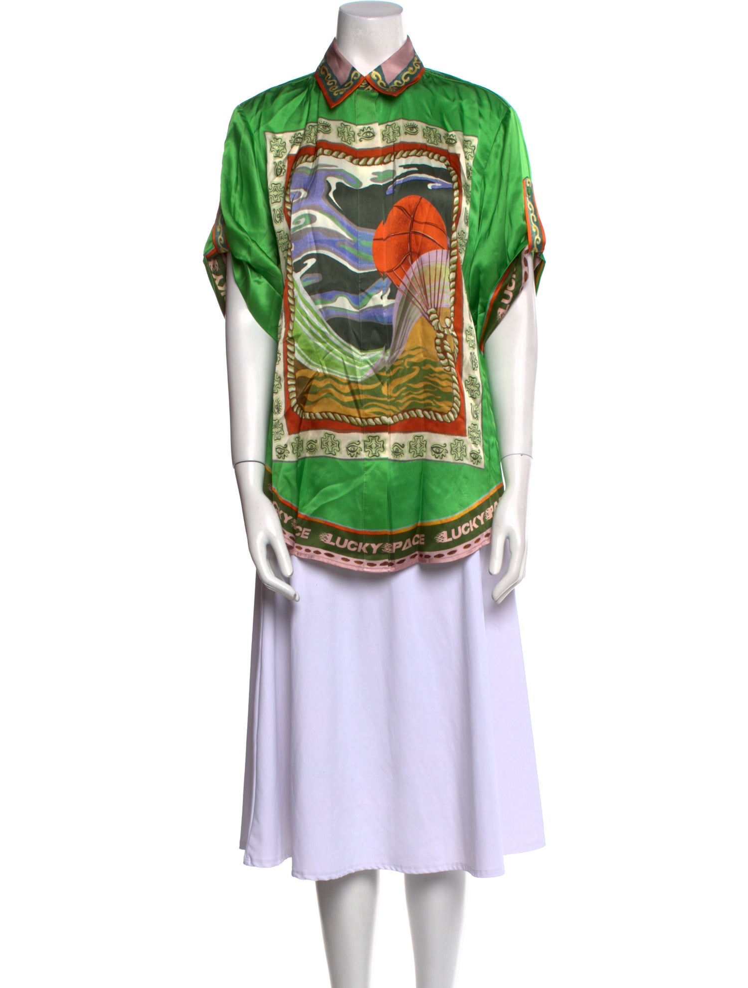 ALÉMAIS Silk Graphic Print Polo