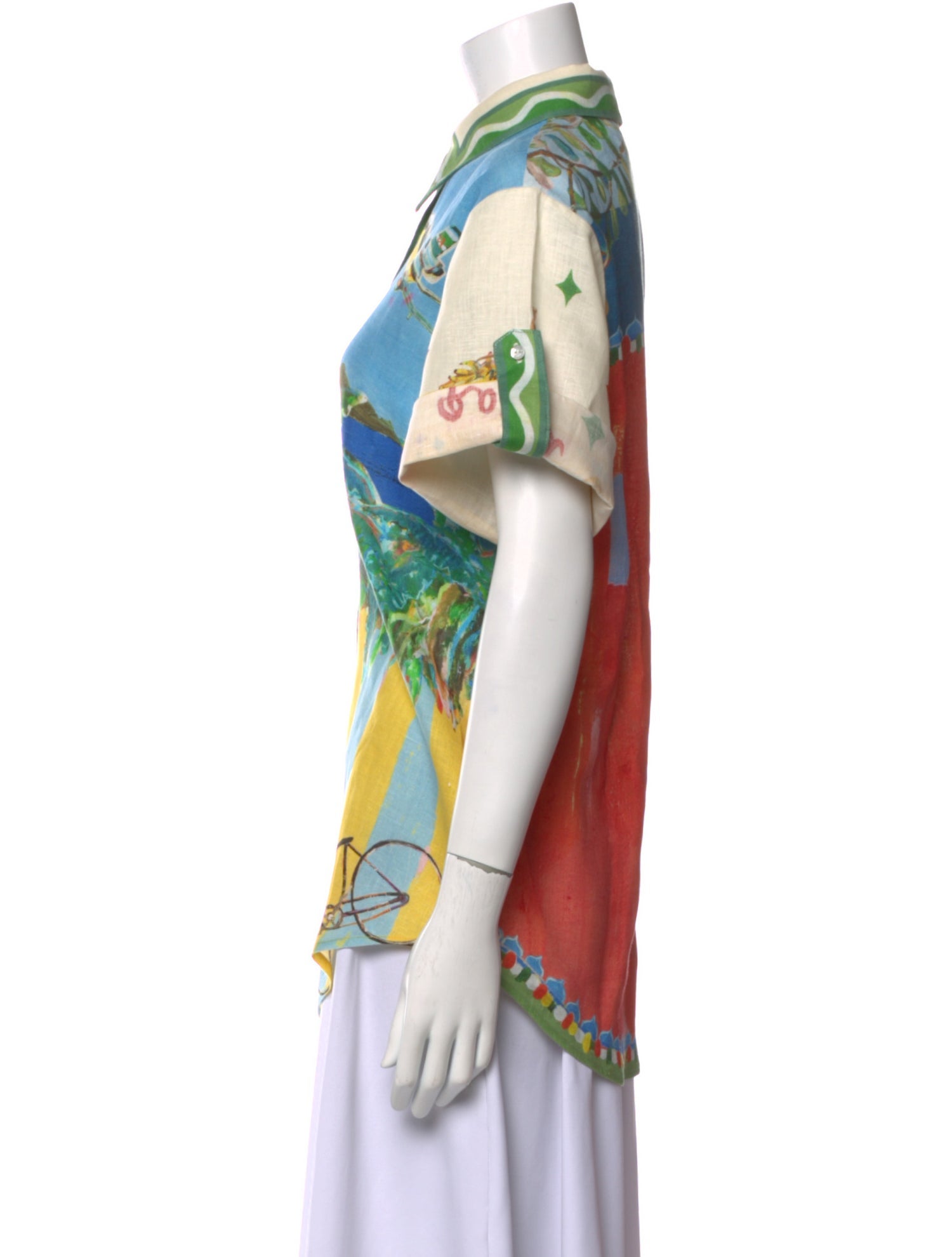 ALÉMAIS Linen Printed Button-Up Top