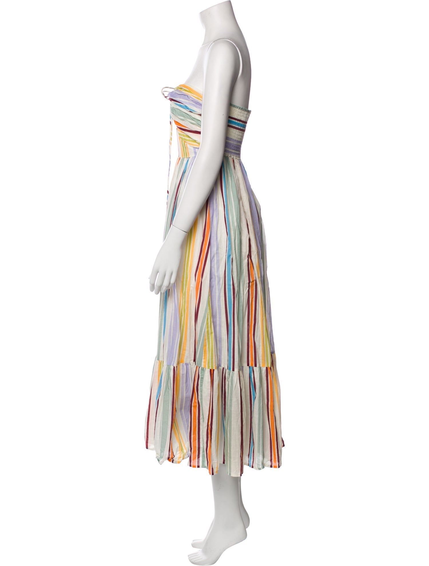 ALÉMAIS Striped Midi Length Dress