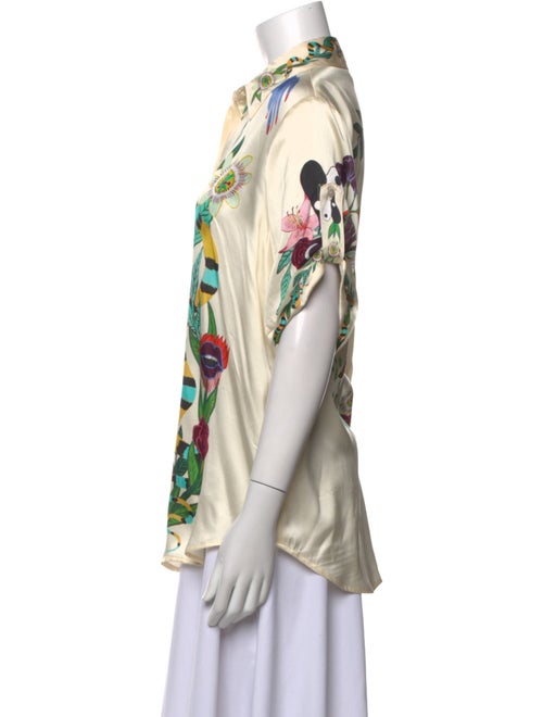 ALÉMAIS Silk Printed Button-Up Top