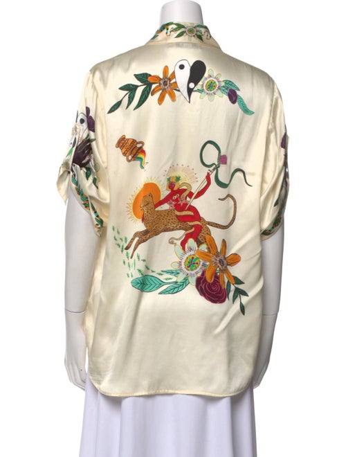ALÉMAIS Silk Printed Button-Up Top