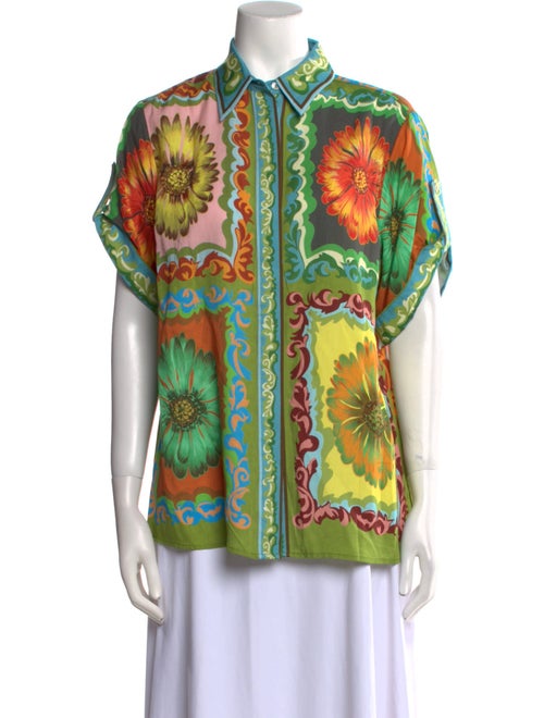 ALÉMAIS Printed Short Sleeve Button-Up Top