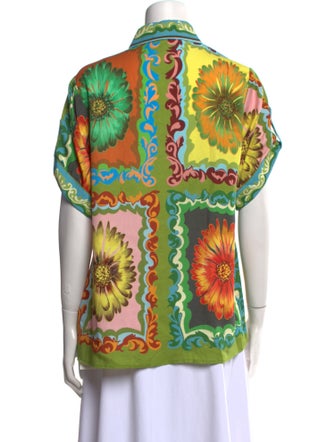 ALÉMAIS Printed Short Sleeve Button-Up Top