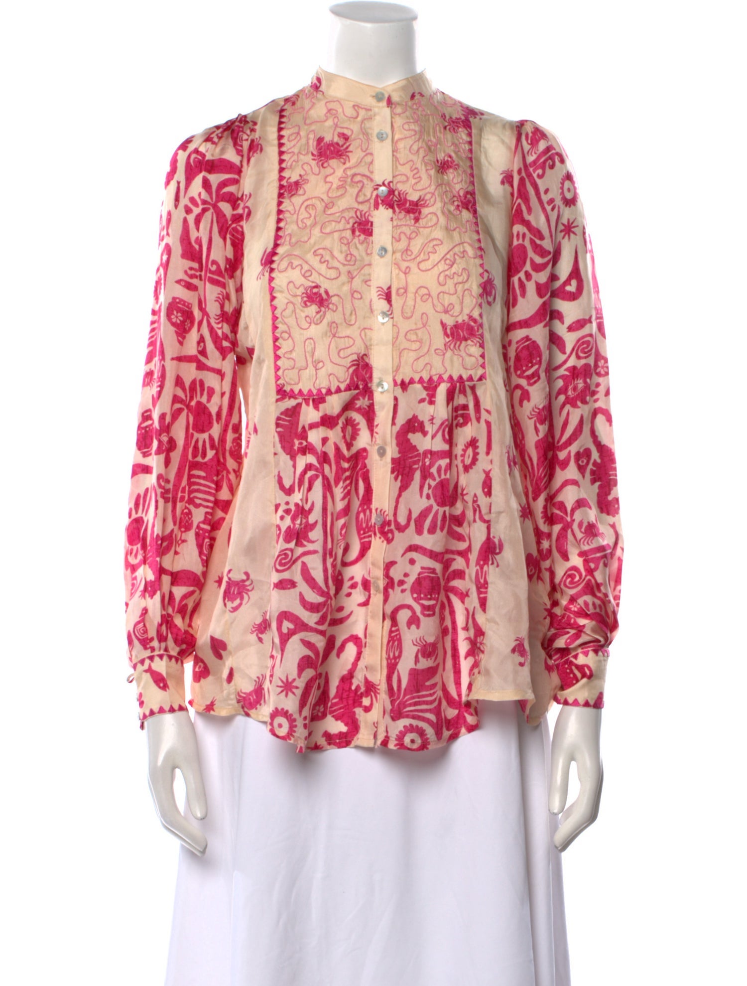 ALÉMAIS Silk Printed Blouse w/ Tags