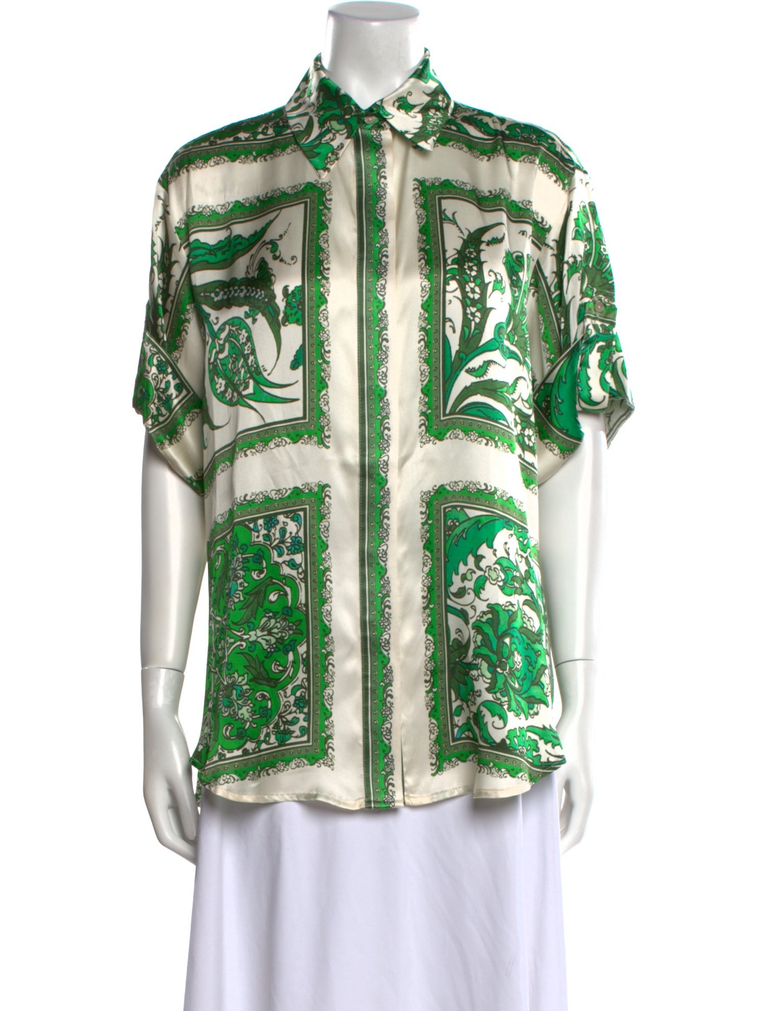 ALÉMAIS Silk Printed Button-Up Top