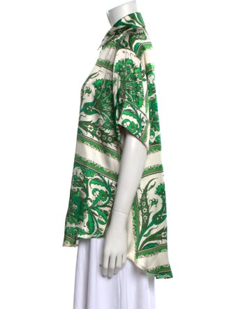 ALÉMAIS Silk Printed Button-Up Top