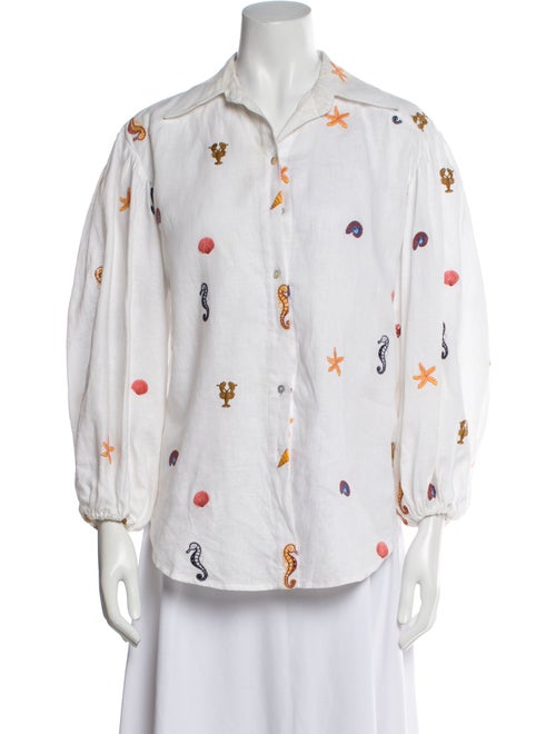 ALÉMAIS Linen Printed Button-Up Top