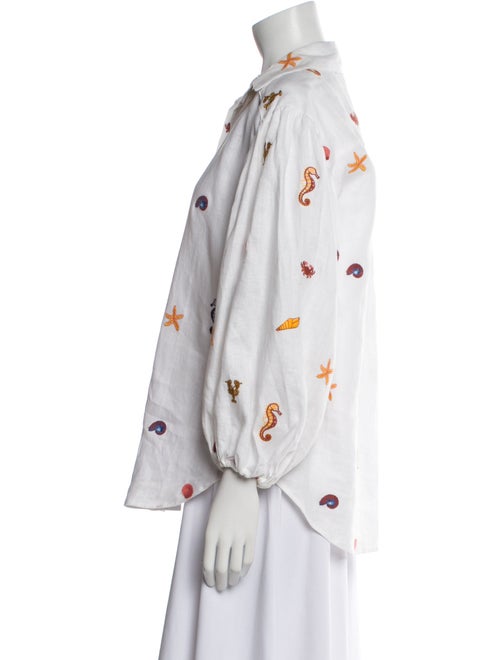 ALÉMAIS Linen Printed Button-Up Top