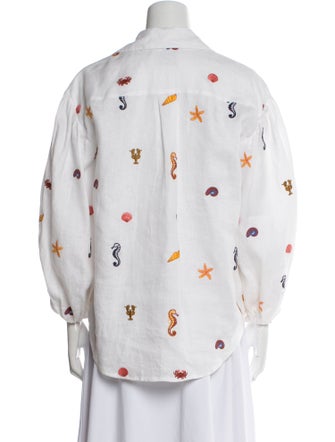 ALÉMAIS Linen Printed Button-Up Top