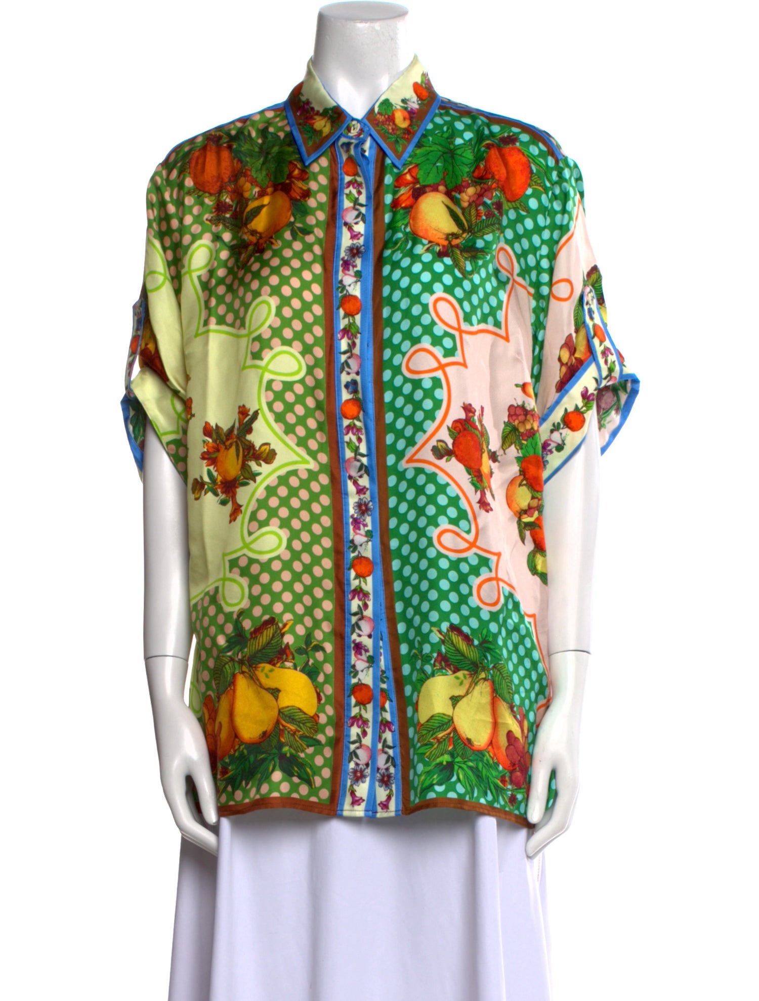 ALÉMAIS Silk Printed Button-Up Top