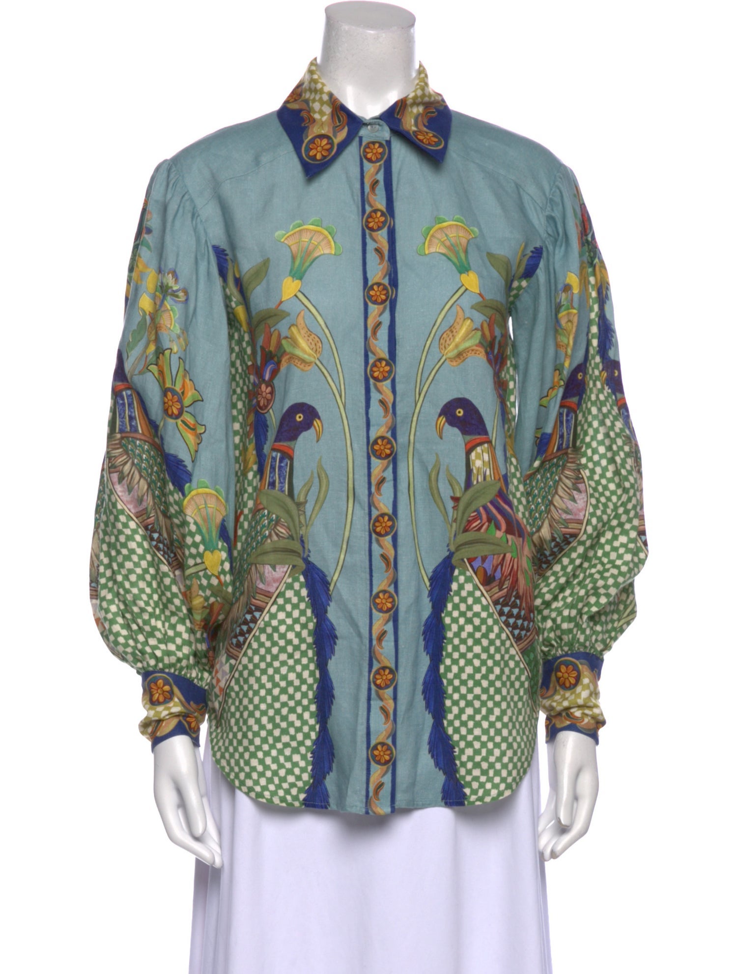 ALÉMAIS Linen Printed Button-Up Top