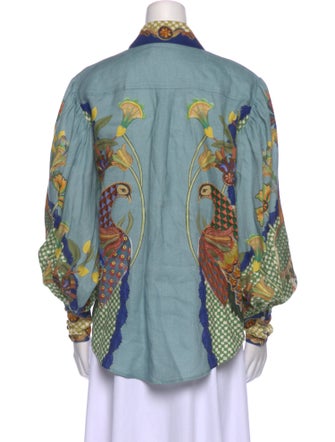 ALÉMAIS Linen Printed Button-Up Top