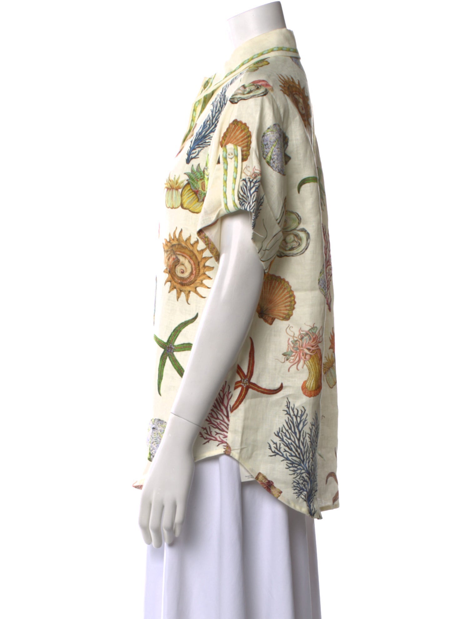 ALÉMAIS Printed Short Sleeve Button-Up Top