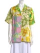 ALÉMAIS Linen Floral Print Button-Up Top