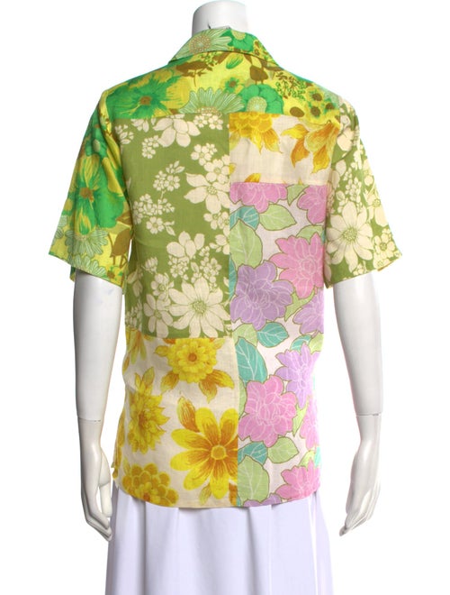 ALÉMAIS Linen Floral Print Button-Up Top