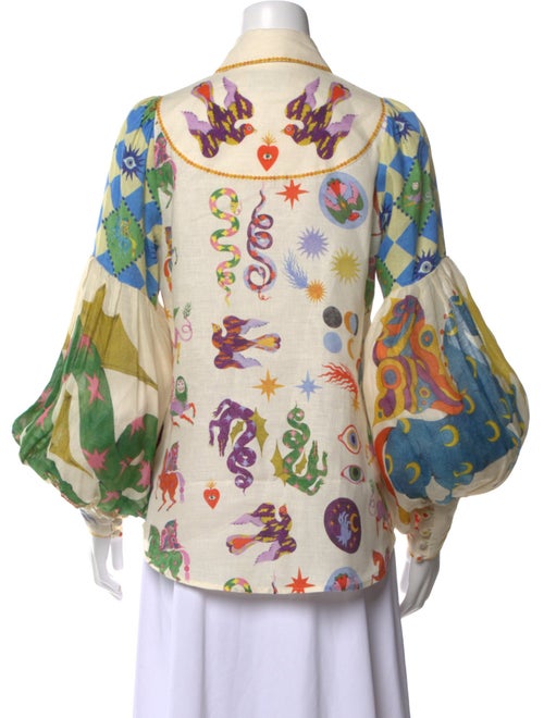 ALÉMAIS Linen Printed Button-Up Top