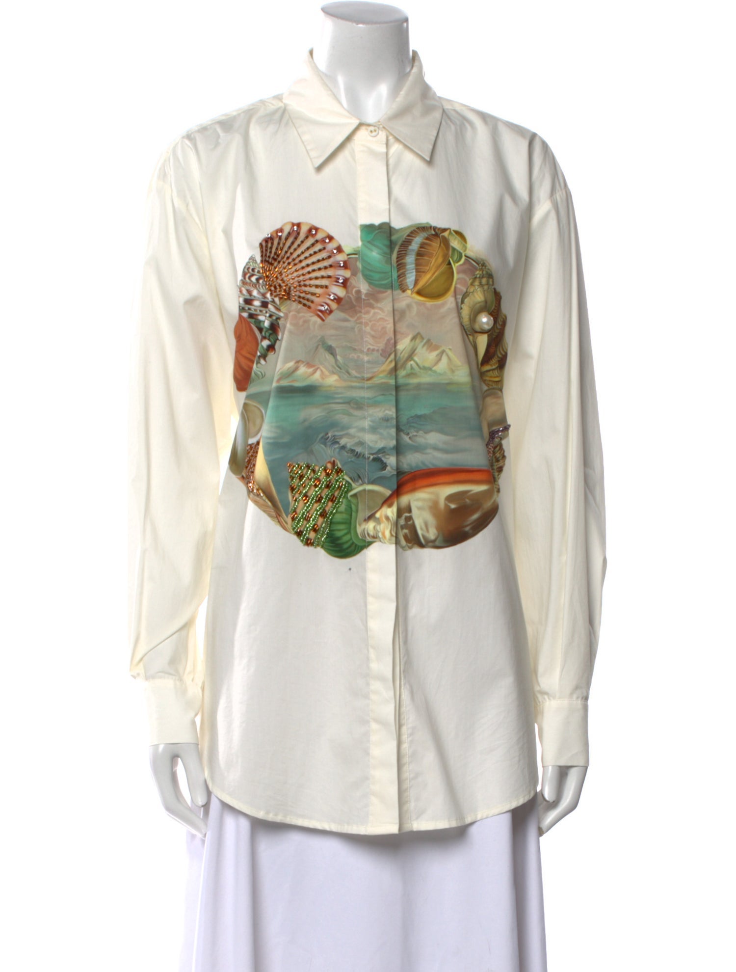 ALÉMAIS Graphic Print Long Sleeve Button-Up Top