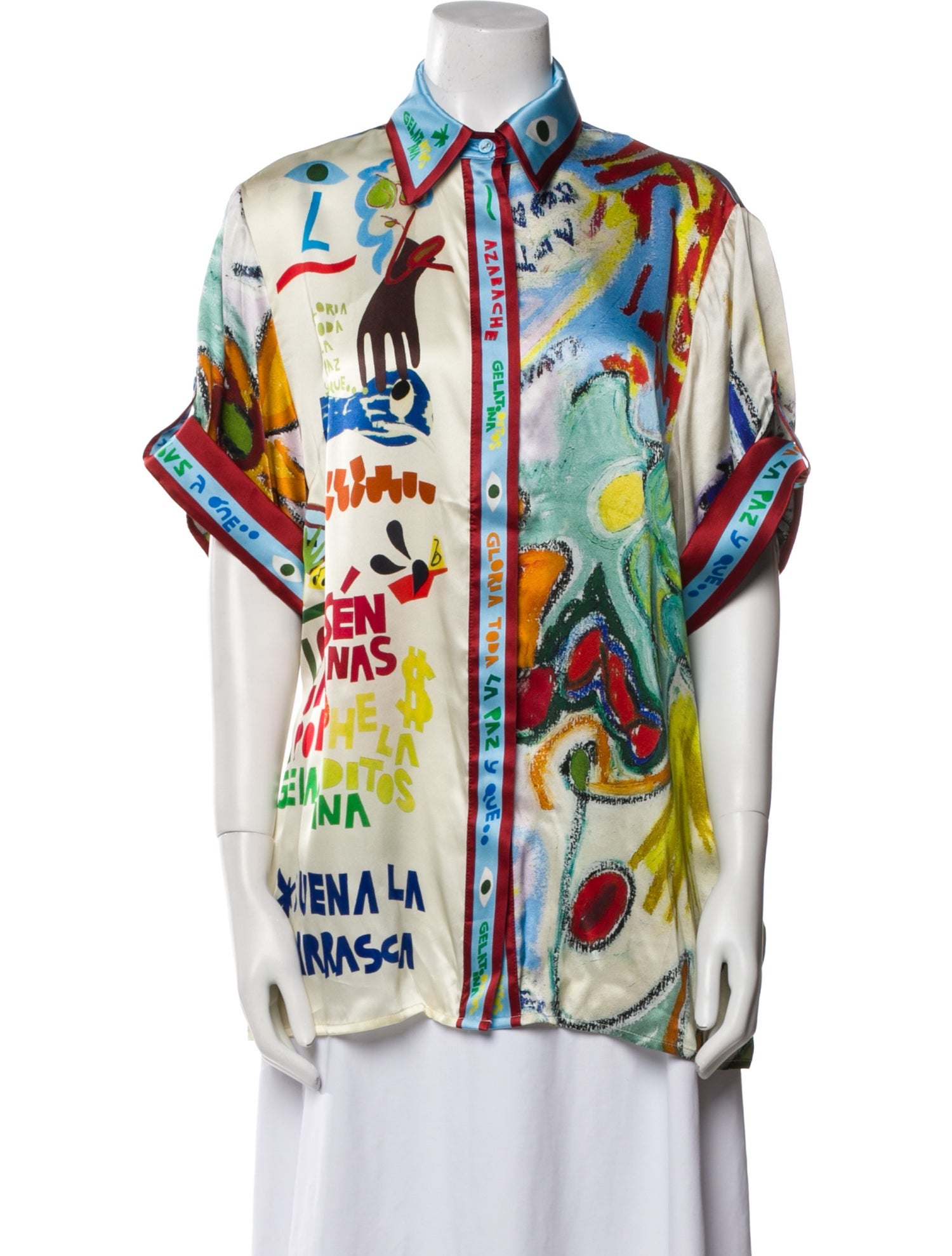 ALÉMAIS Silk Printed Button-Up Top