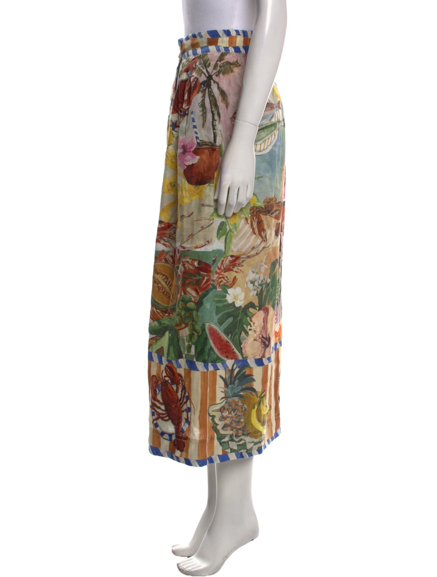 ALÉMAIS Linen Midi Length Skirt