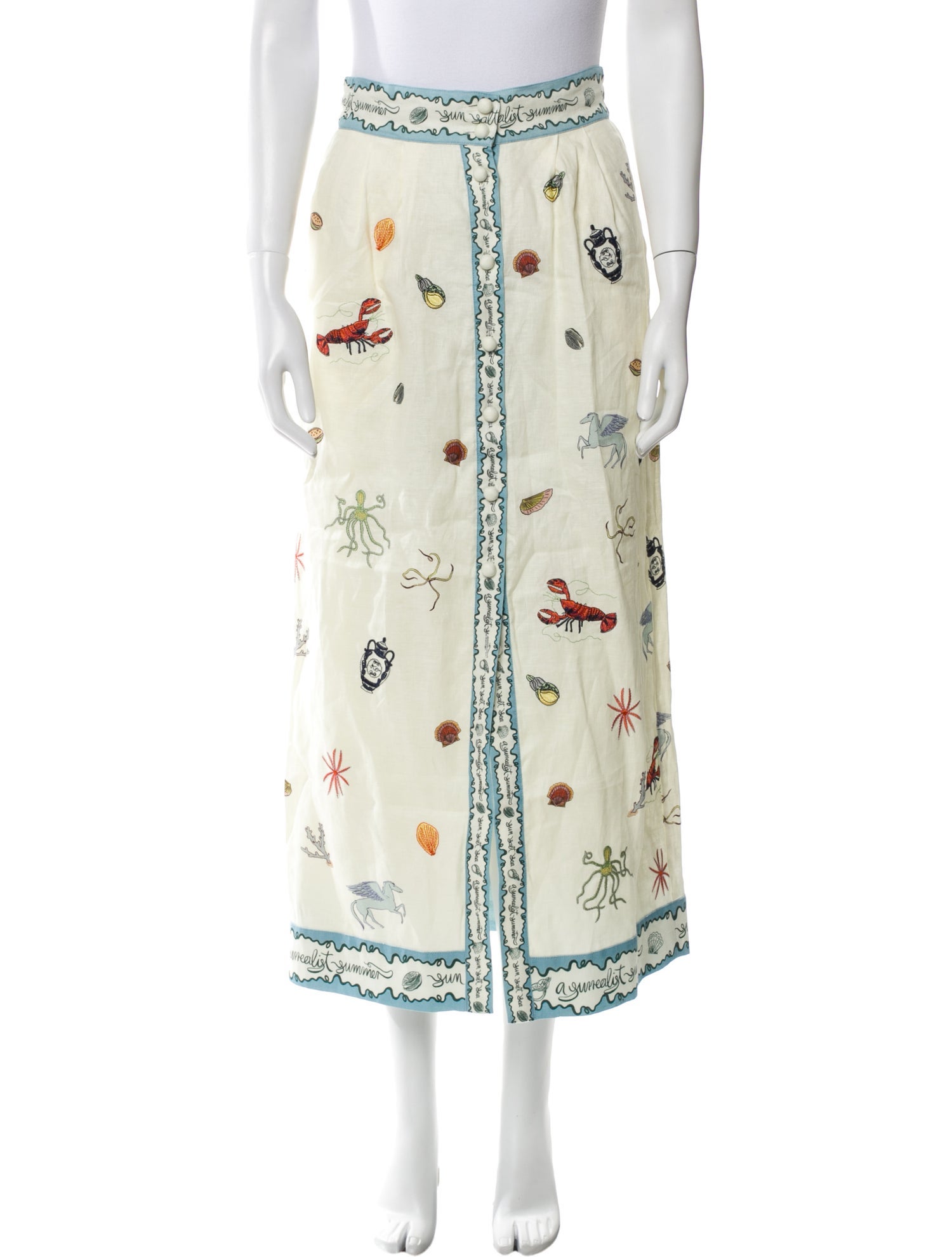 ALÉMAIS Printed Midi Length Skirt w/ Tags