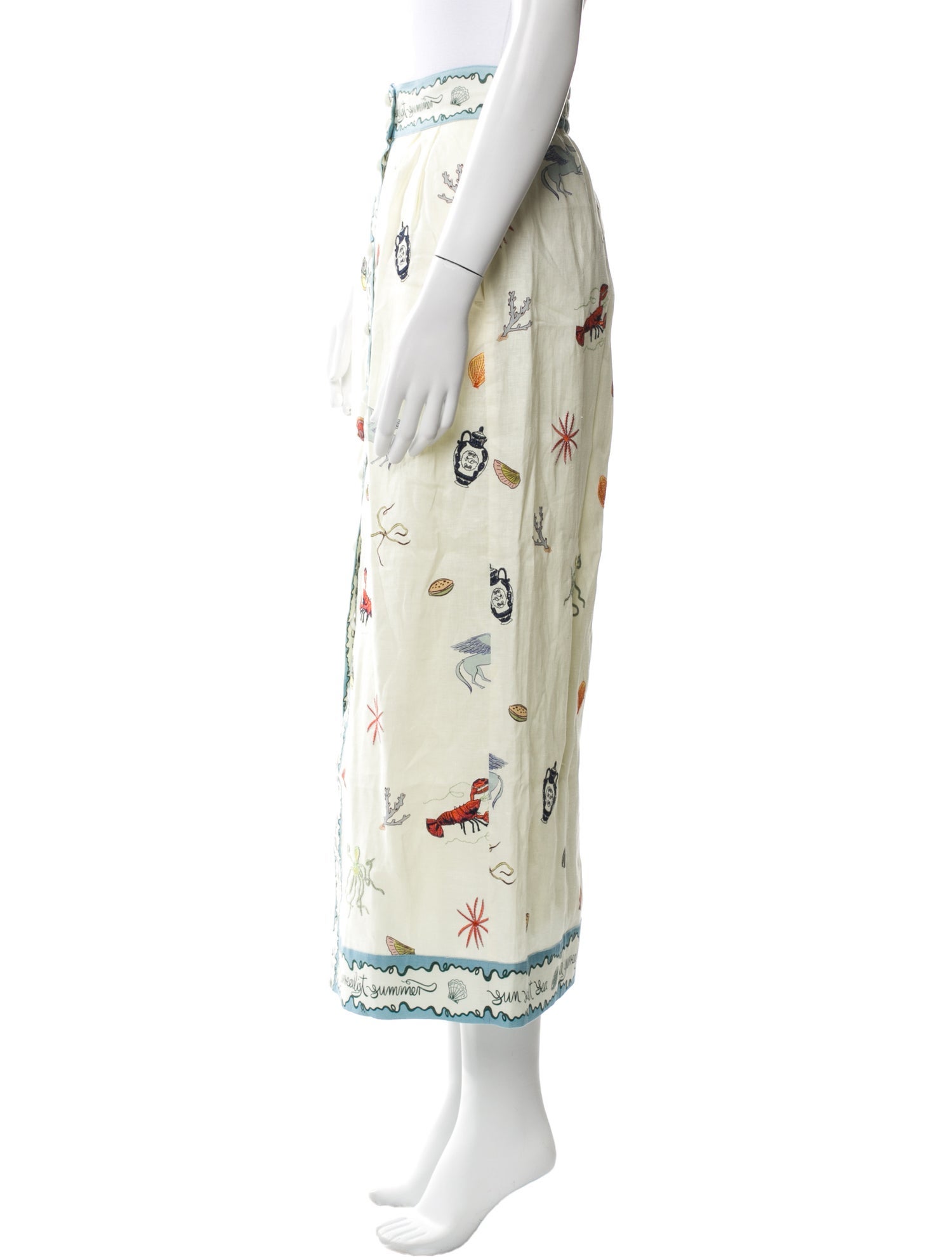 ALÉMAIS Printed Midi Length Skirt w/ Tags