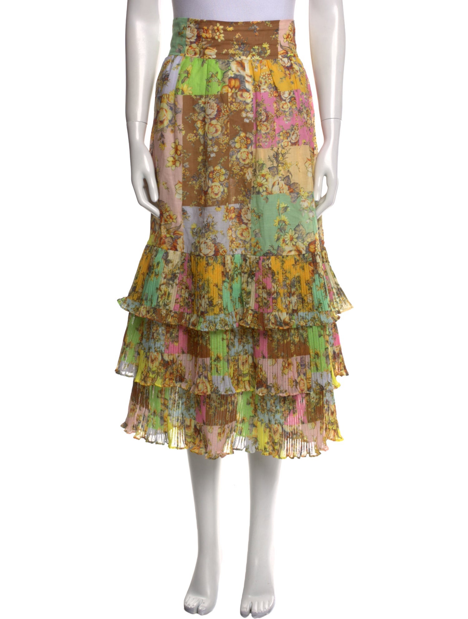 ALÉMAIS Floral Print Midi Length Skirt