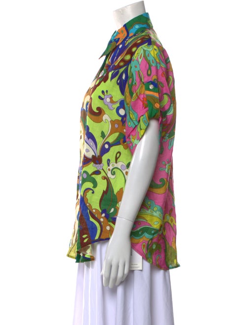 ALÉMAIS Linen Printed Button-Up Top