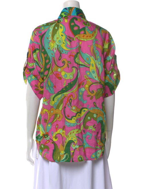 ALÉMAIS Linen Printed Button-Up Top