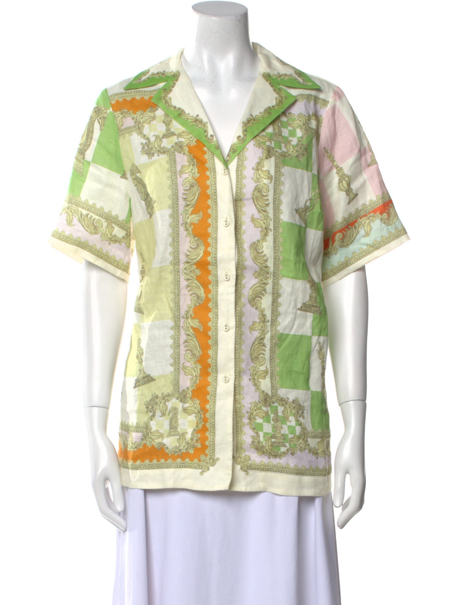 ALÉMAIS Linen Printed Button-Up Top