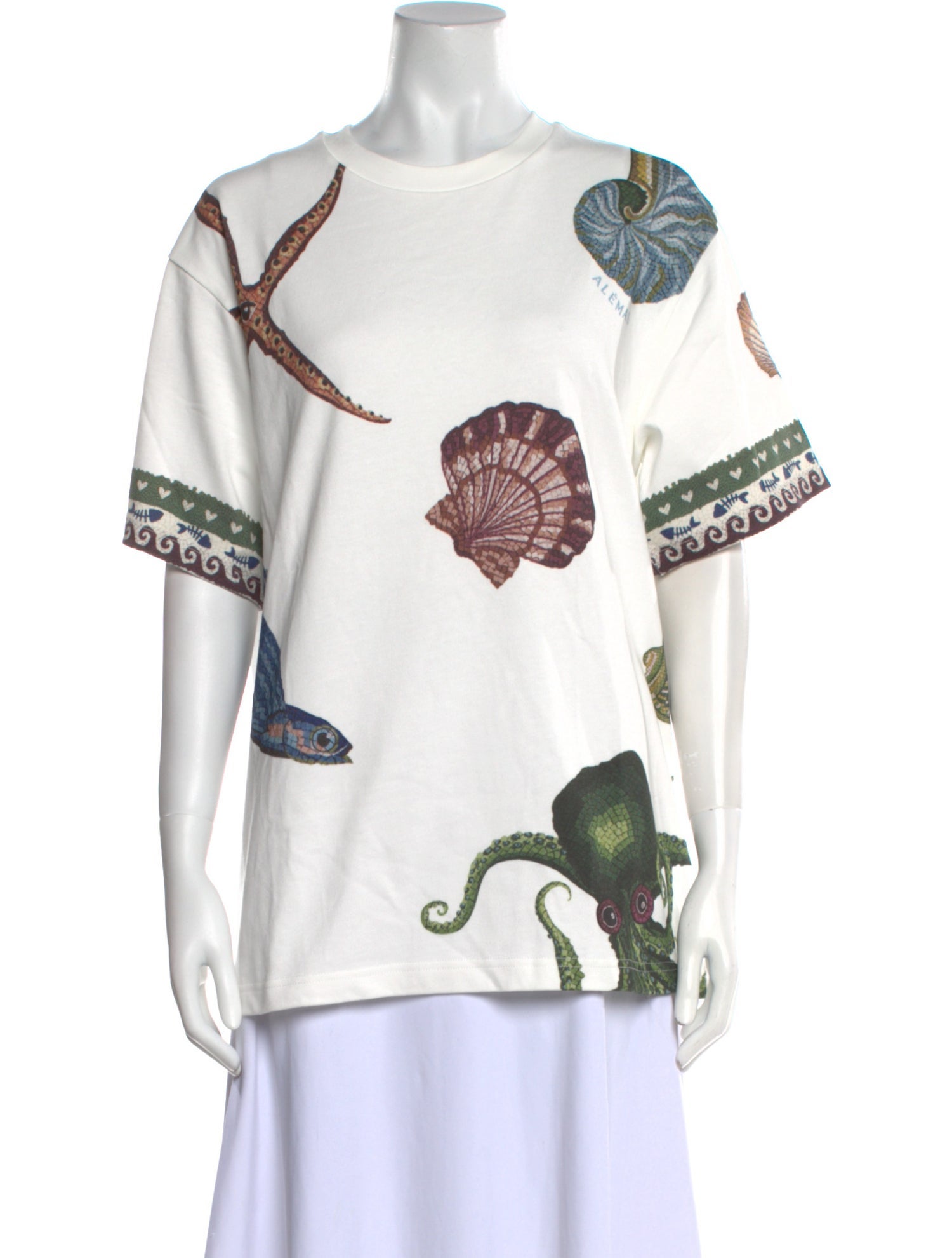 ALÉMAIS Graphic Print Crew Neck T-Shirt w/ Tags