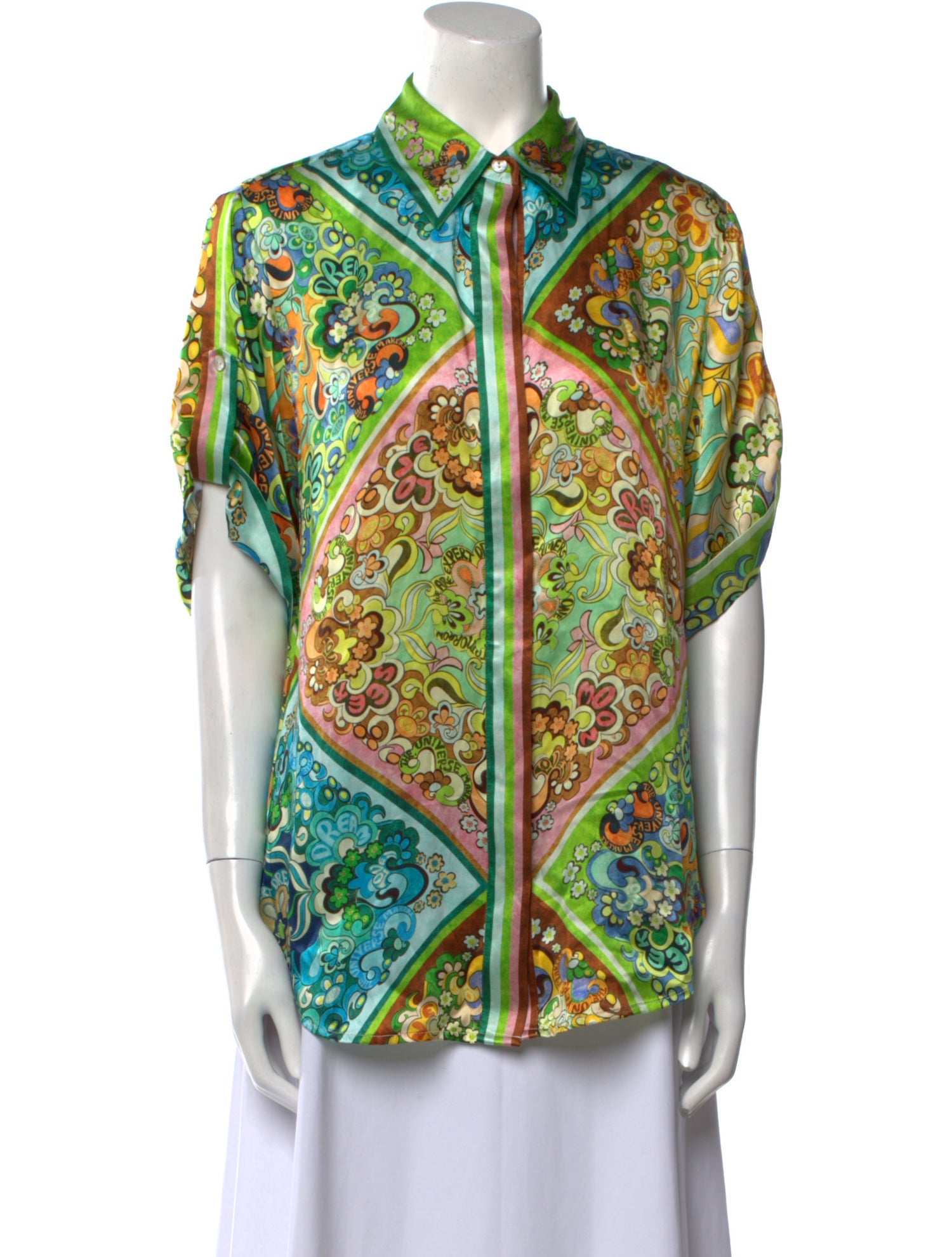 ALÉMAIS Silk Printed Button-Up Top