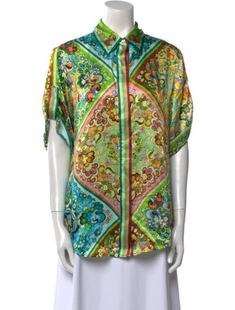ALÉMAIS Silk Printed Button-Up Top