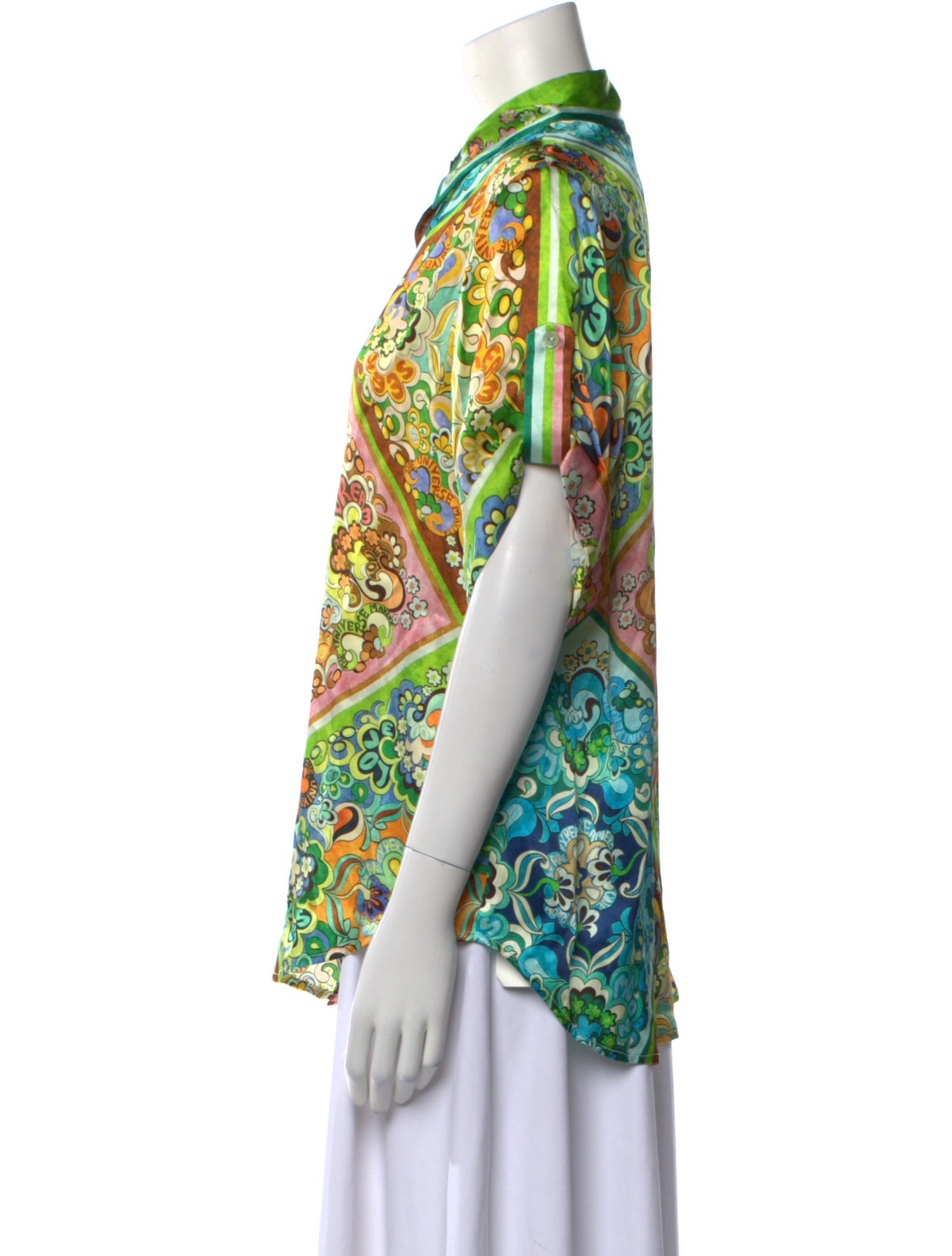 ALÉMAIS Silk Printed Button-Up Top