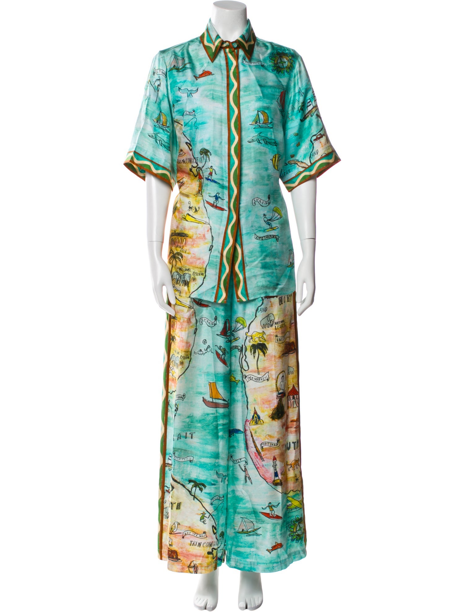 ALÉMAIS Silk Printed Pant Set