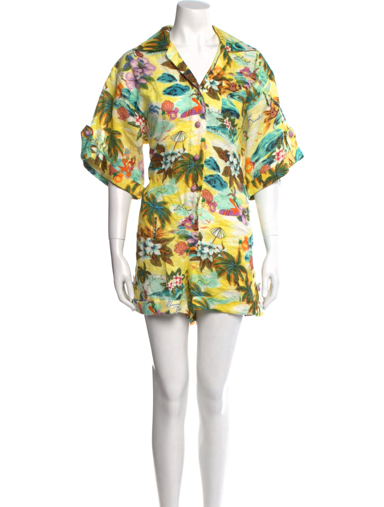 ALÉMAIS Linen Printed Romper